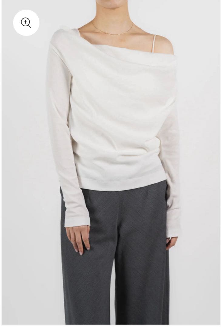 試着のみ　PHERE Scheat 2way drape tops_white