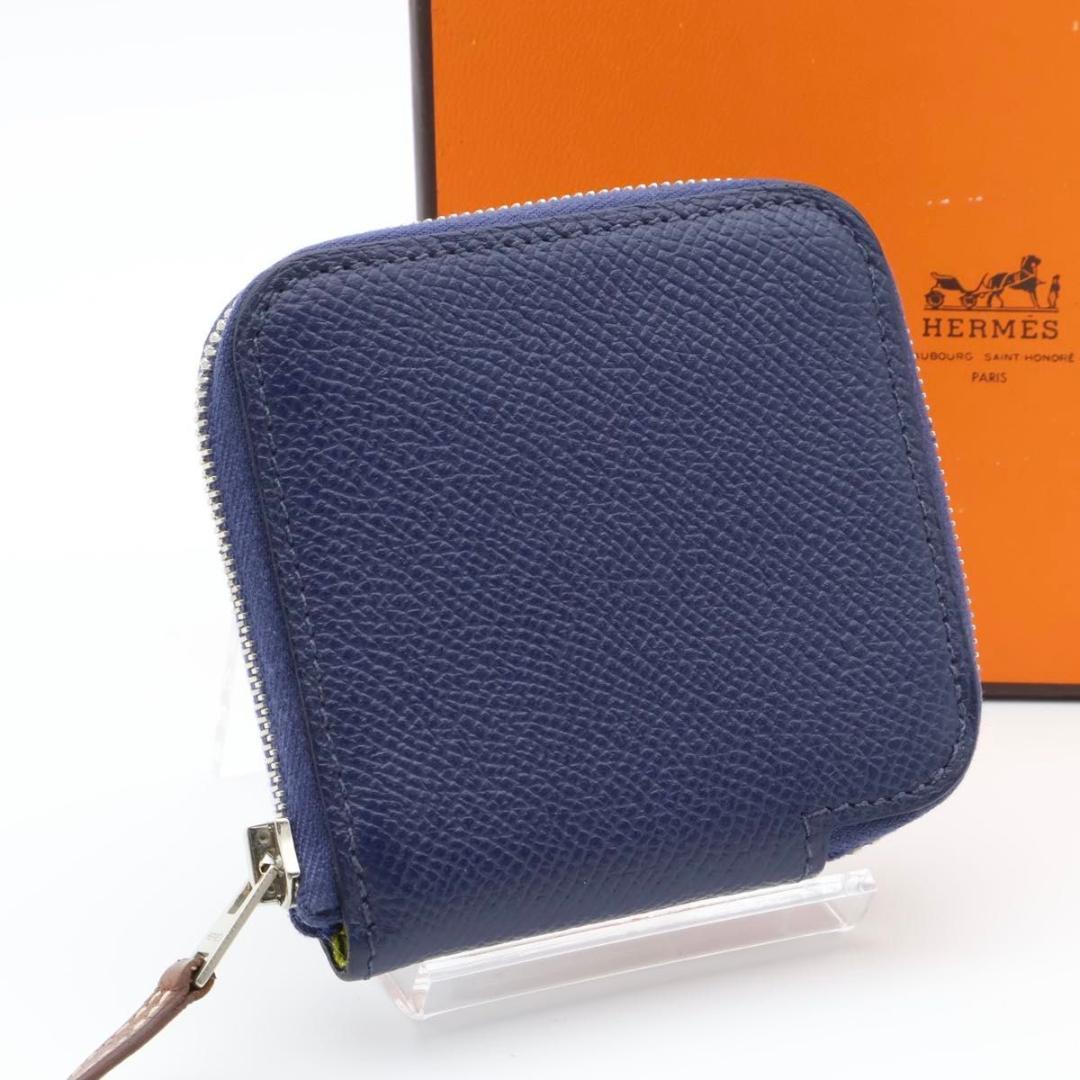 【極美品】HERMES アザップシルクイン　ケース　小銭入れ　ネイビー