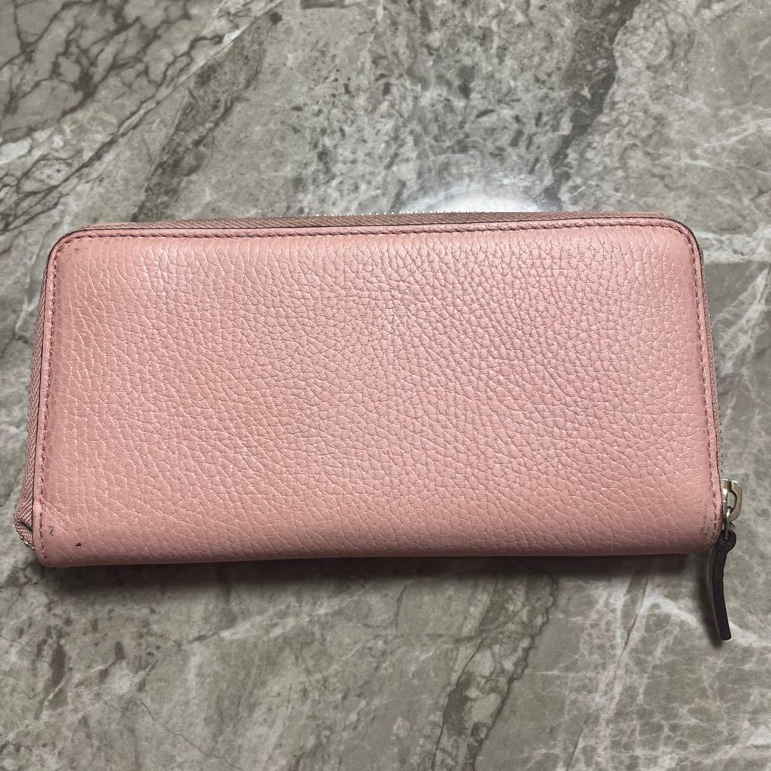 [グッチ] 財布 449347 レザー ラウンドジップ長財布 :ピンク