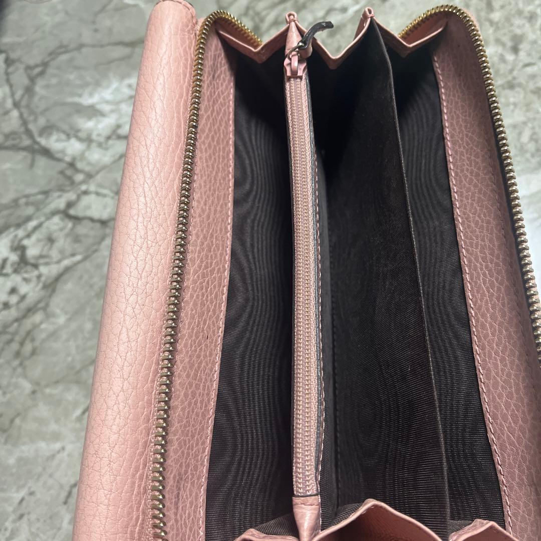 [グッチ] 財布 449347 レザー ラウンドジップ長財布 :ピンク