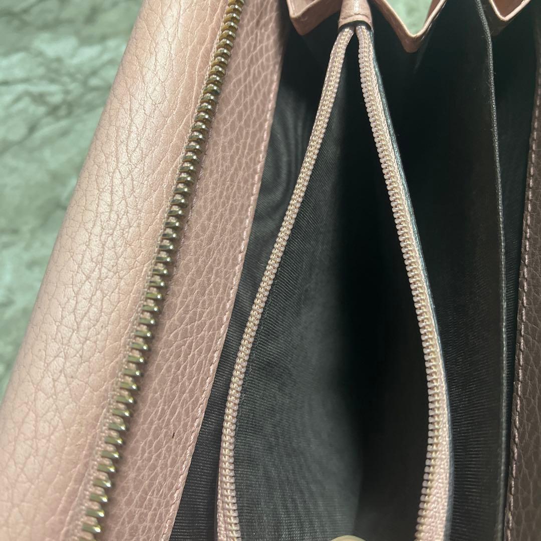 [グッチ] 財布 449347 レザー ラウンドジップ長財布 :ピンク