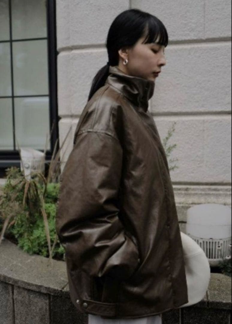 【※新品未使用PASTING LIKE FAKE LEATHER JACKET】