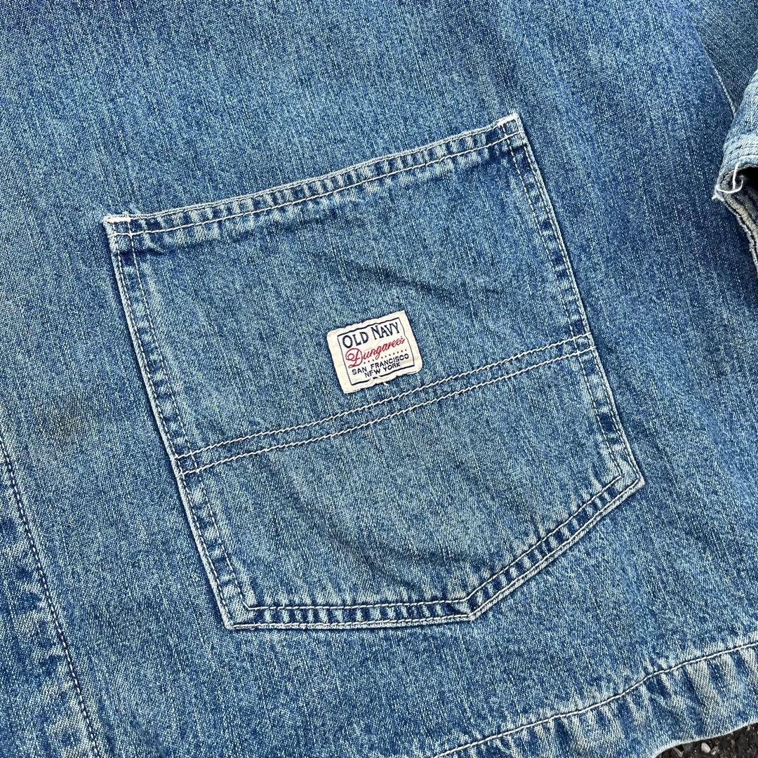 90s OLD NAVY デニムカバーオール 裏地ネル 襟コーデュロイ XL
