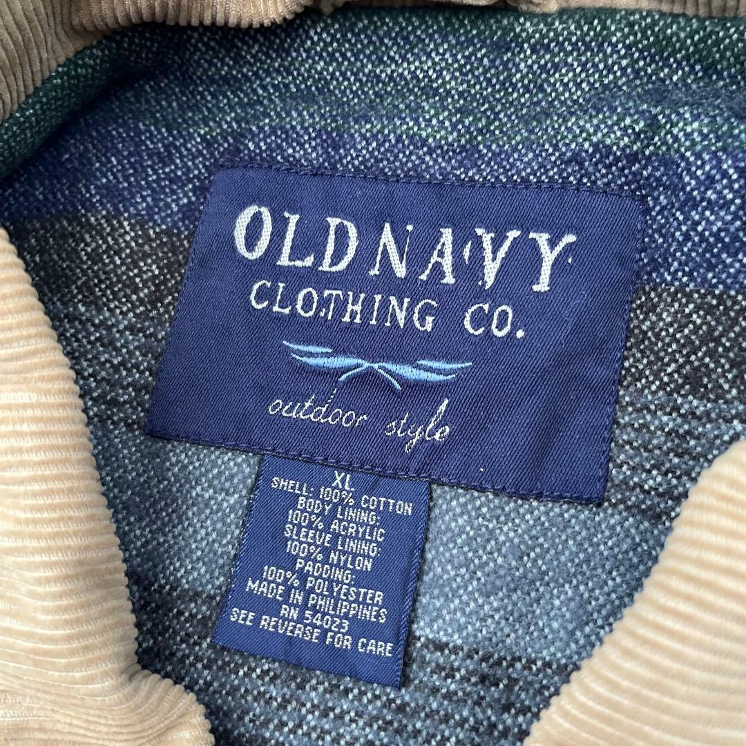 90s OLD NAVY デニムカバーオール 裏地ネル 襟コーデュロイ XL
