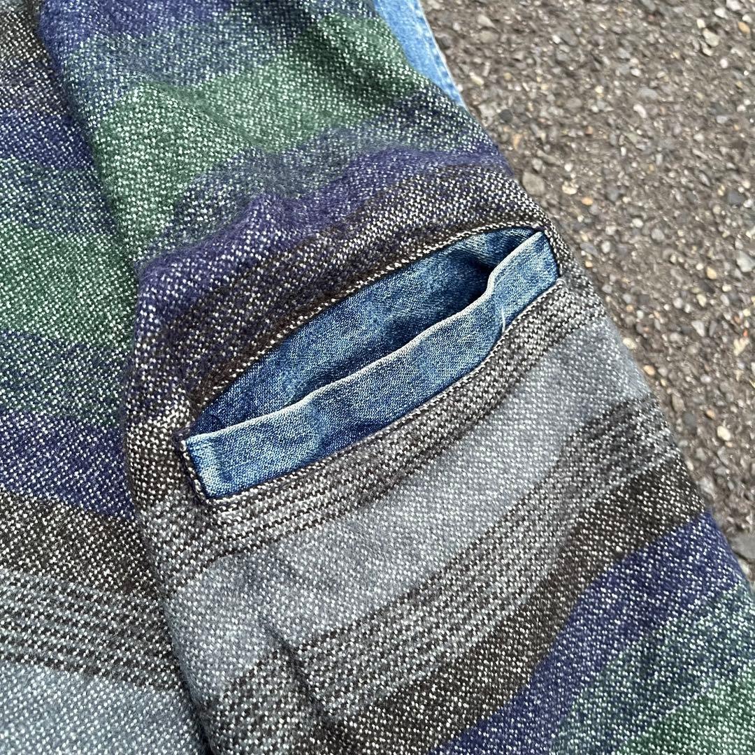 90s OLD NAVY デニムカバーオール 裏地ネル 襟コーデュロイ XL