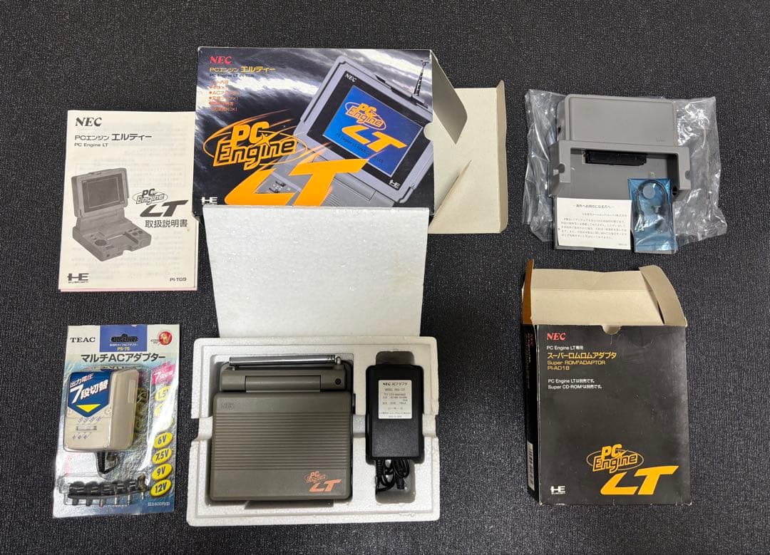ジャンク　PCエンジン LT 本体 箱説付 スーパーロムロムアダプタ付 通電不可