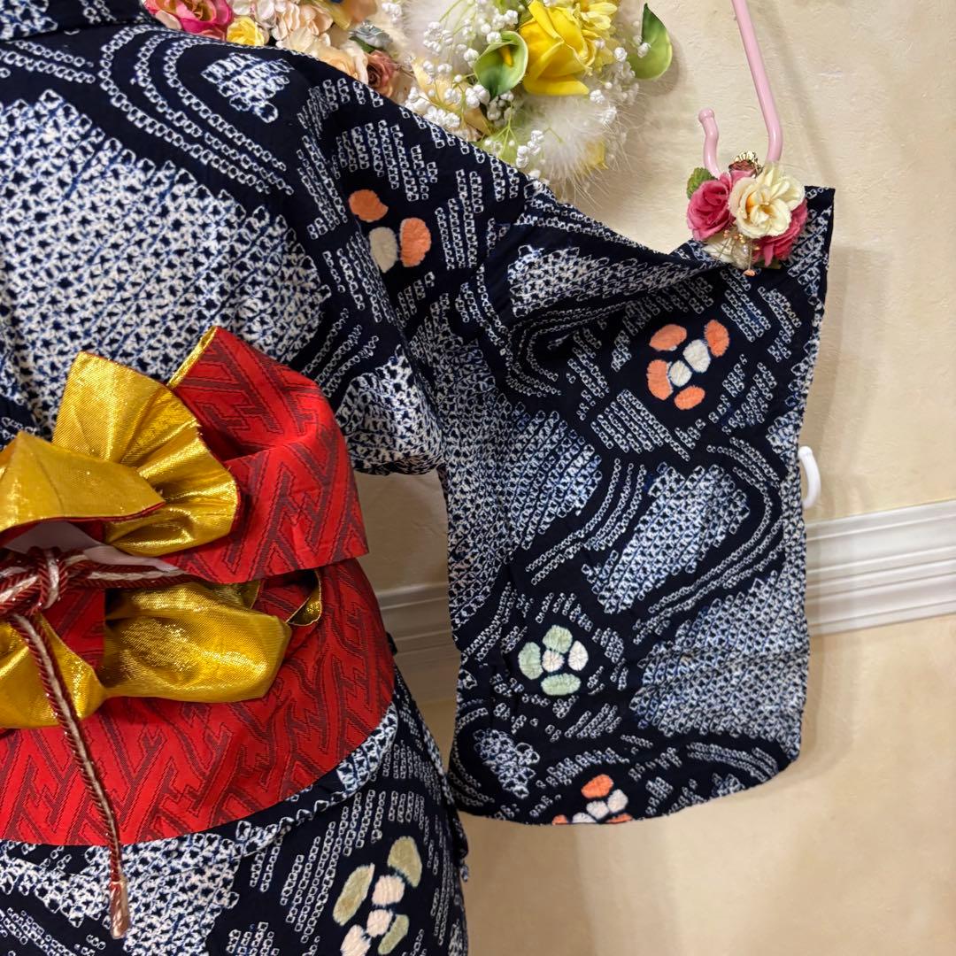 有松鳴海絞り伝統工芸❤️半幅帯レース つまみ細工ハンドメイド帯留め5点セット‼️銘品