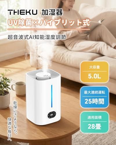 加湿器 大容量 ハイブリッド式【乾燥対策・AI知能恒湿・５重除菌&空気_corg