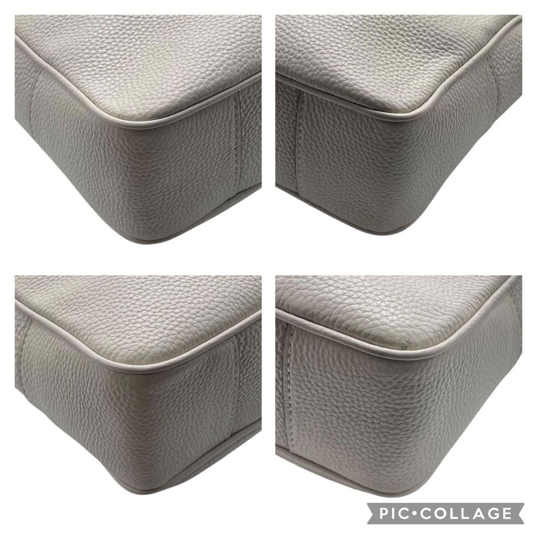 美品 マイケルコース A4 PC ブリーフケース ビジネス 白 レザー シボ革