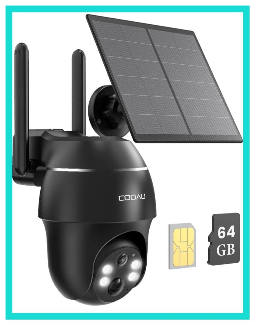 COOAU 防犯カメラ 屋外 ソーラー AR-W607 ブラック