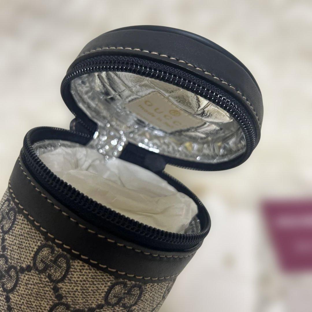 【未使用】GUCCI ボトルケース　ネイビー　GG 内部アルミ加工