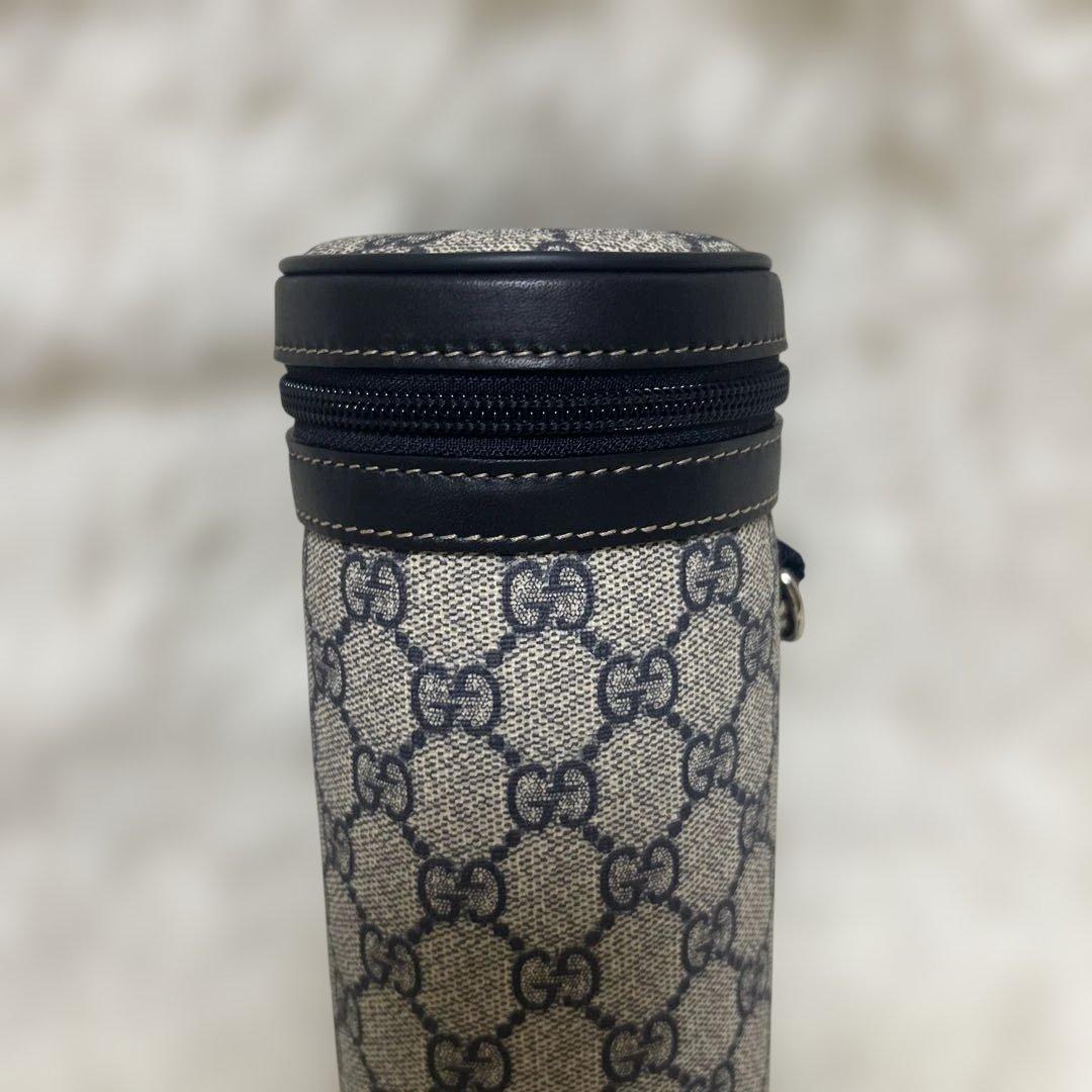 【未使用】GUCCI ボトルケース　ネイビー　GG 内部アルミ加工
