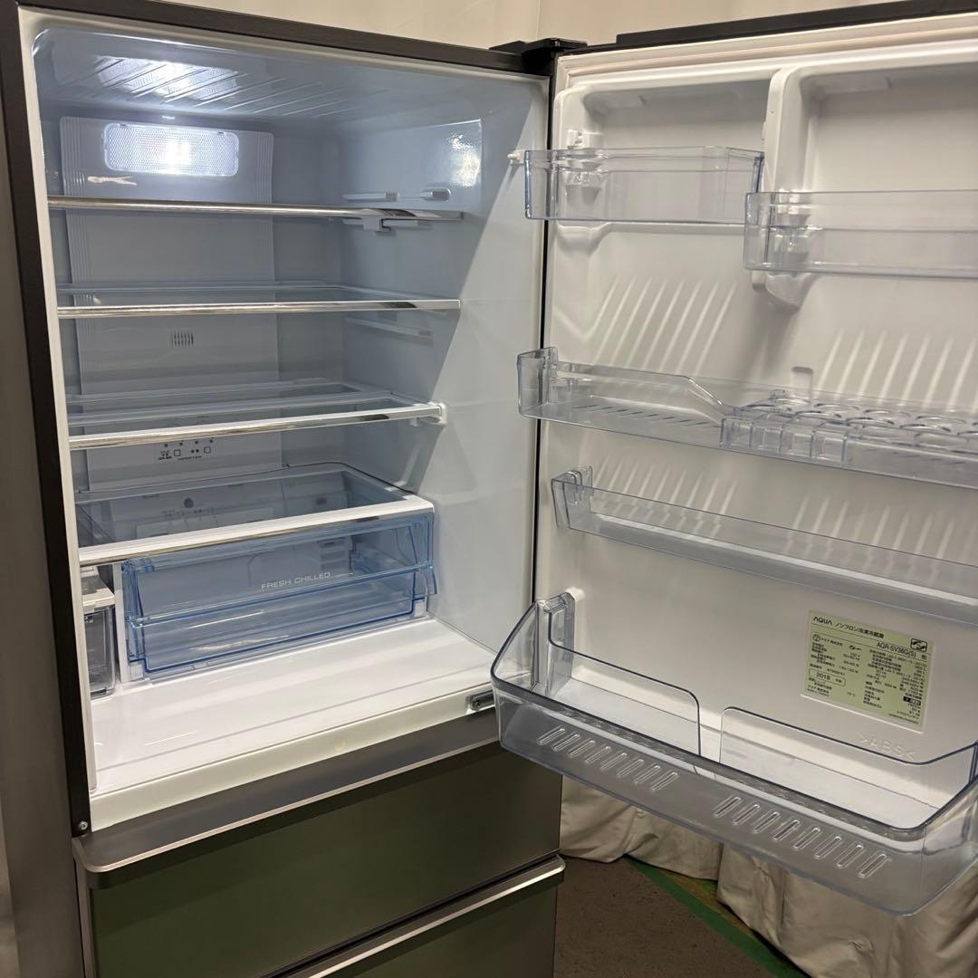 155　AQUA　冷蔵庫　シルバー　300ℓ〜400ℓ　綺麗　設置無料　安い‼️