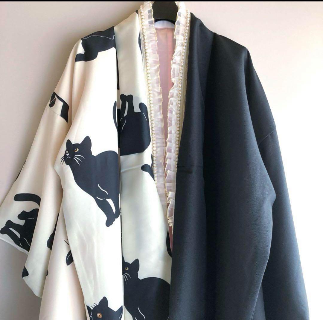 卒業式　袴　女の子　小学生　黒猫柄