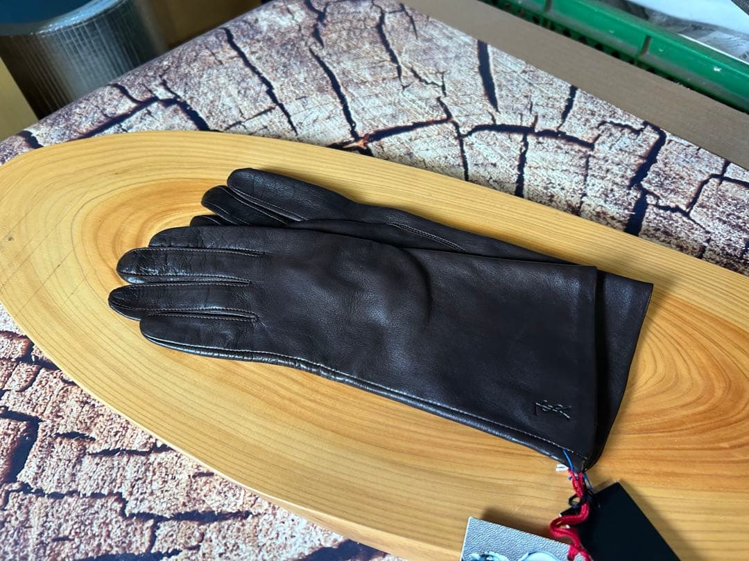 YVES SAINT LAURENT レザーグローブ ブラウン