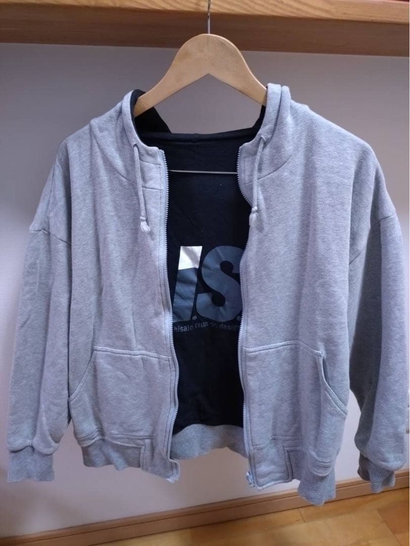 【レア】80sイッセイミヤケ✕ツモリチサトIS リバーシブルパーカー 黒×グレー