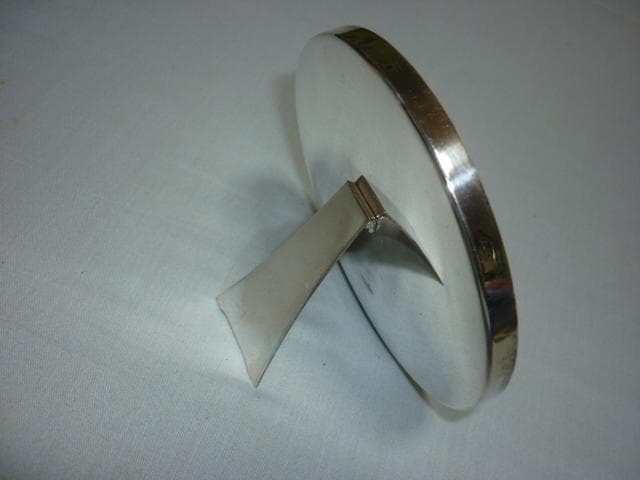 ◆美品 1925年頃！椿 花・枝柄金銀彫金 純銀製 シルバー 置台付き合わせ鏡