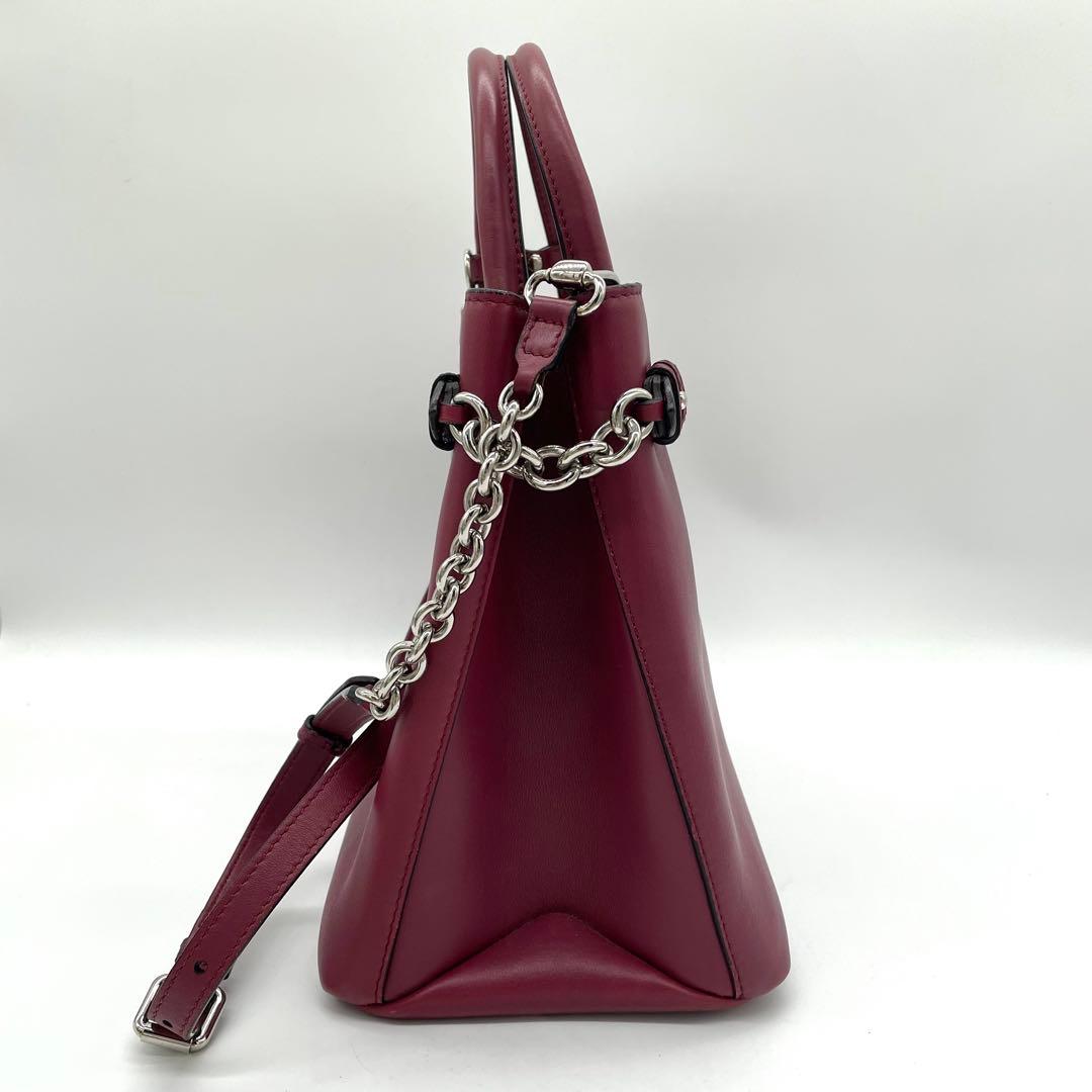 【美品】バーバリー　バナーバッグ　2way ノバチェック　レザー　ボルドー