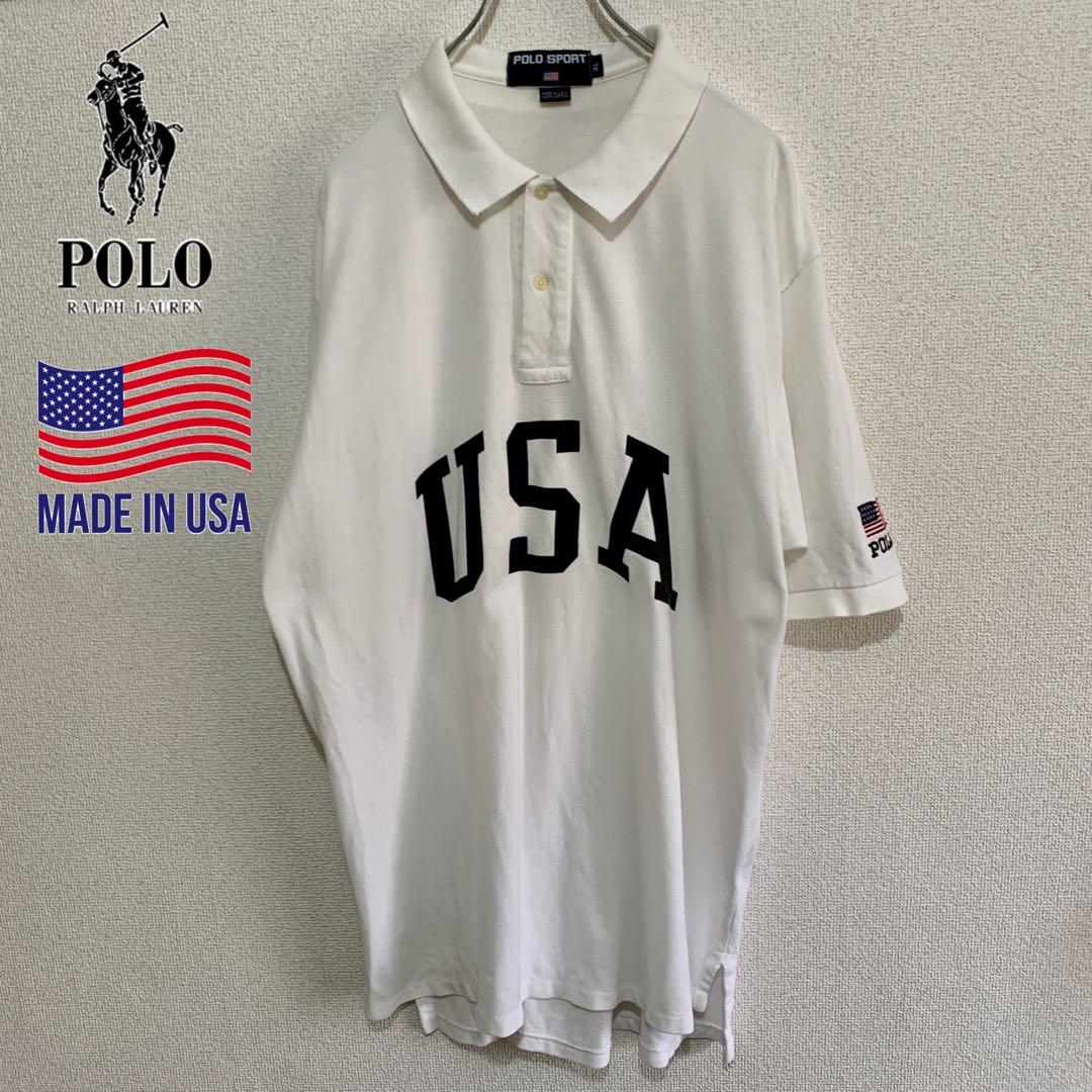 90s POLO SPORT USA製　ポロシャツ　ホワイト