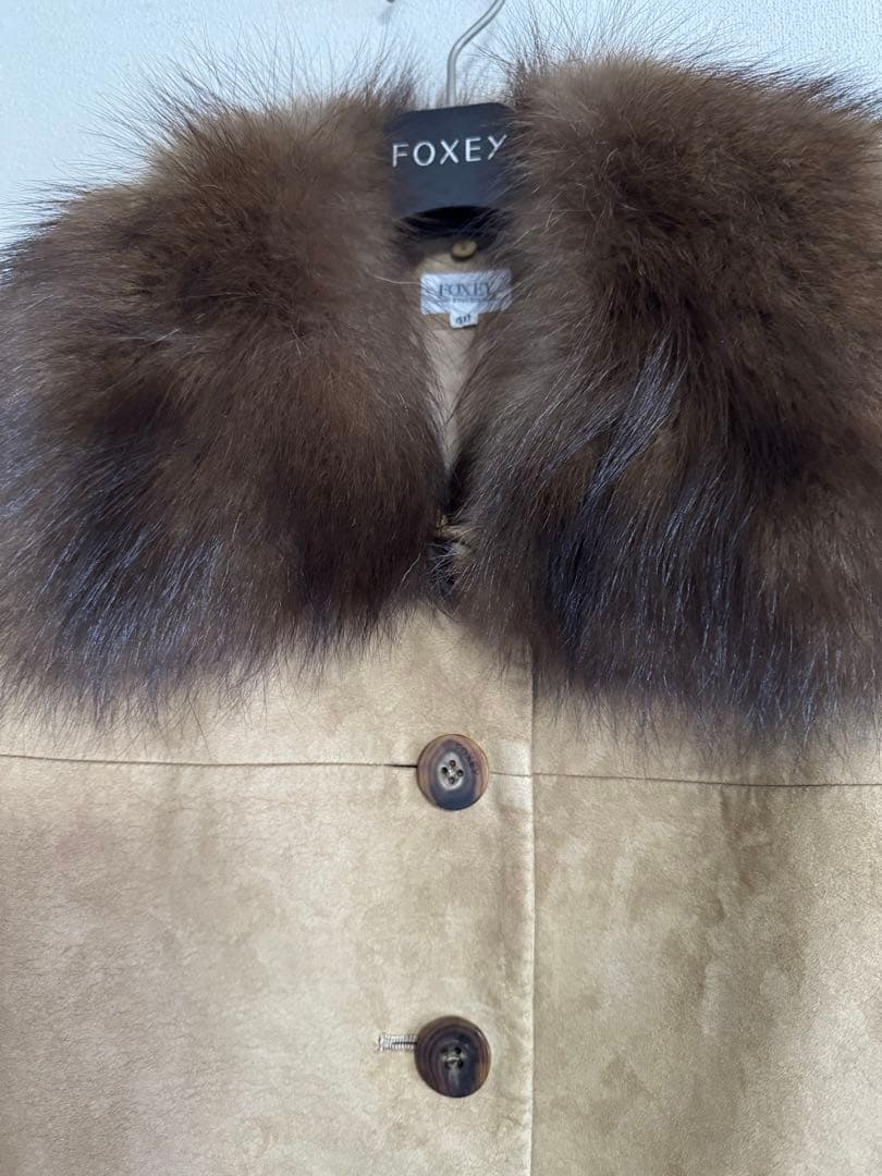 フォクシーFOXEYスエード衿毛皮付きジャケット 40