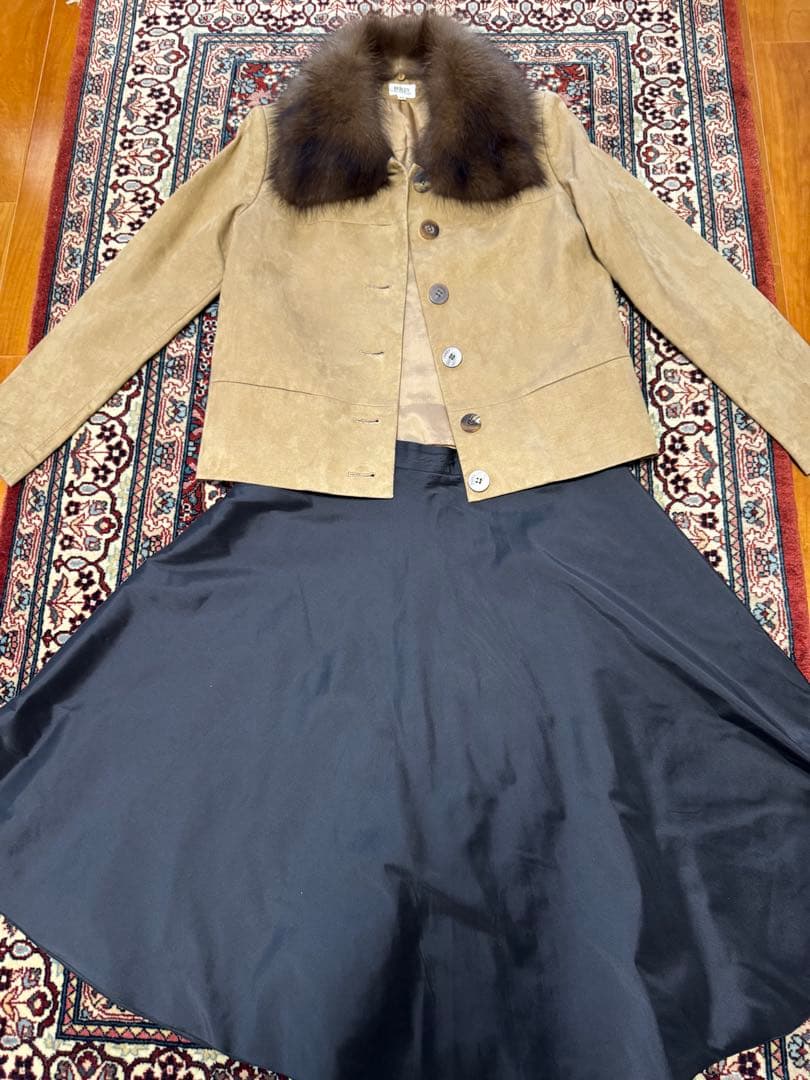 フォクシーFOXEYスエード衿毛皮付きジャケット 40