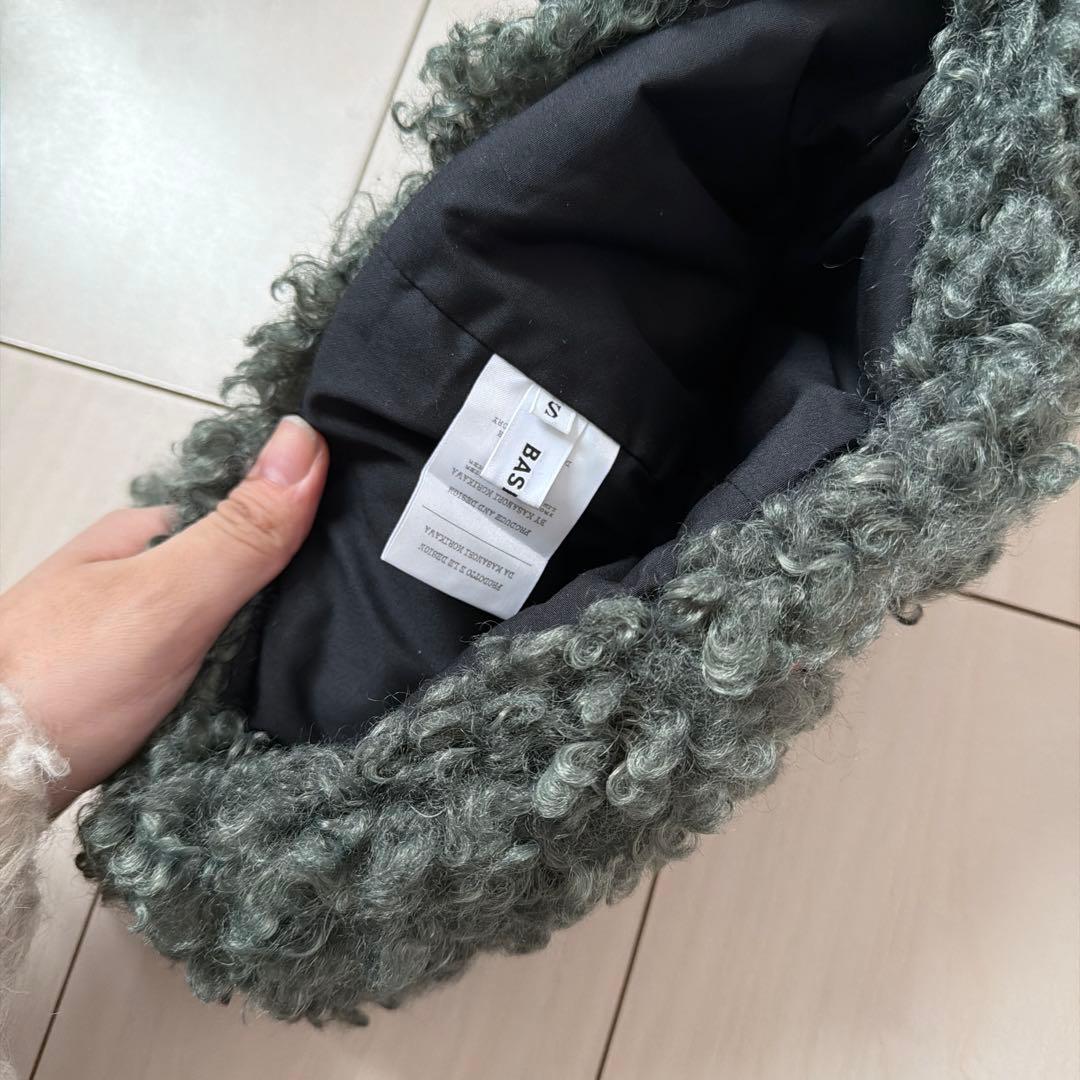 グレー ボアスタイル ニット帽