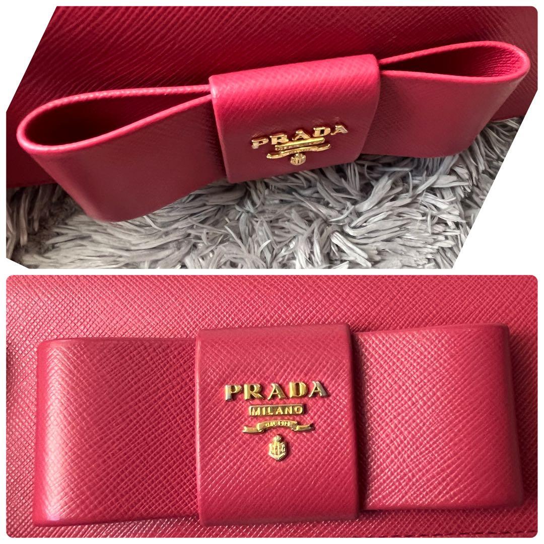 極美品✨プラダ　フィオッコ　2点　サフィアーノ　カードケース付き　ピンク