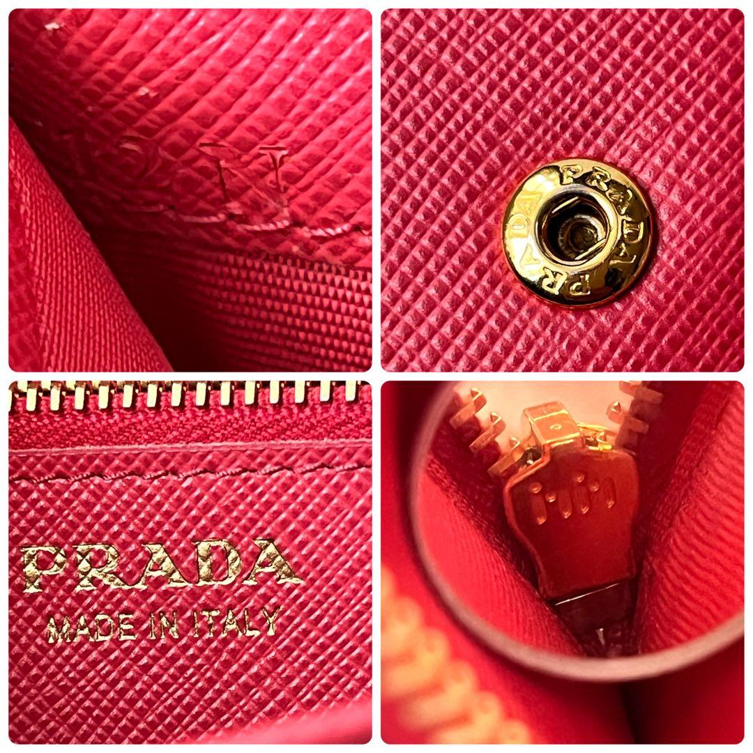 極美品✨プラダ　フィオッコ　2点　サフィアーノ　カードケース付き　ピンク