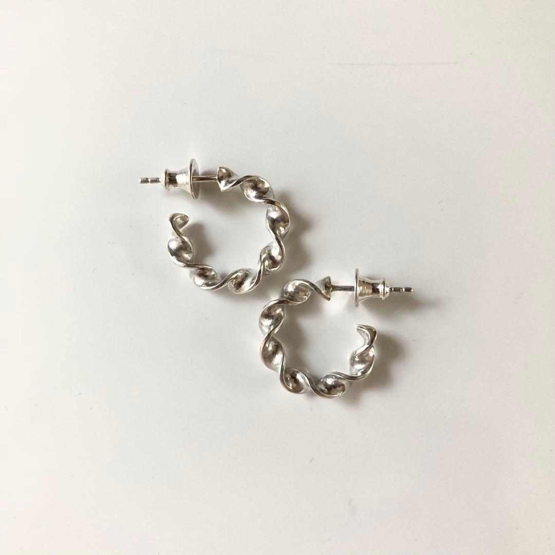 18mm 両身　ピアス　シルバー925 ツイストピアス　BWL クロム