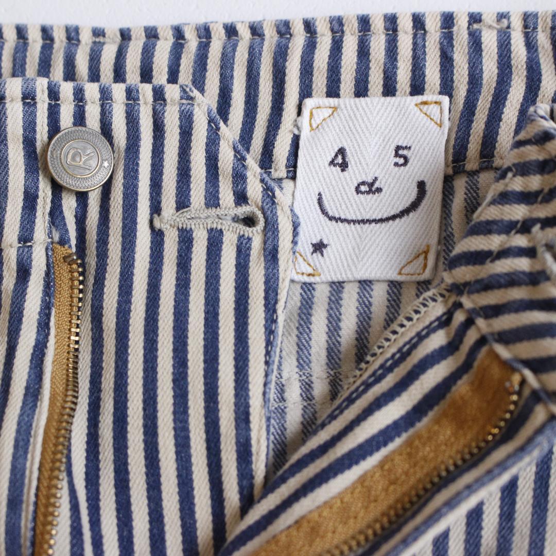 【美品】45R モンプデニムの908ベイカーパンツ Sサイズ R刺繡 ストライプ