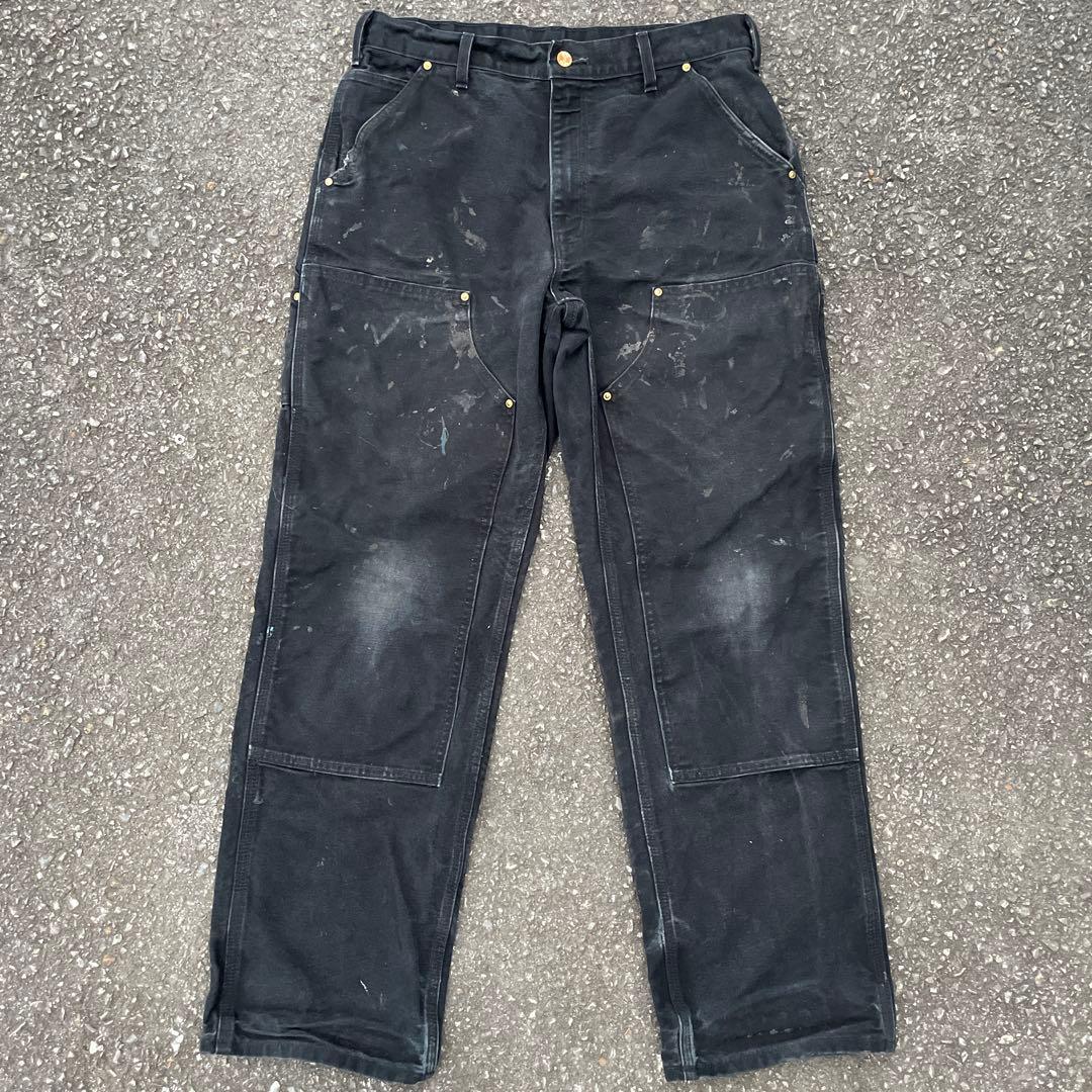 Carhartt B01 BLK ダブルニー USA製 34×32 雰囲気◎