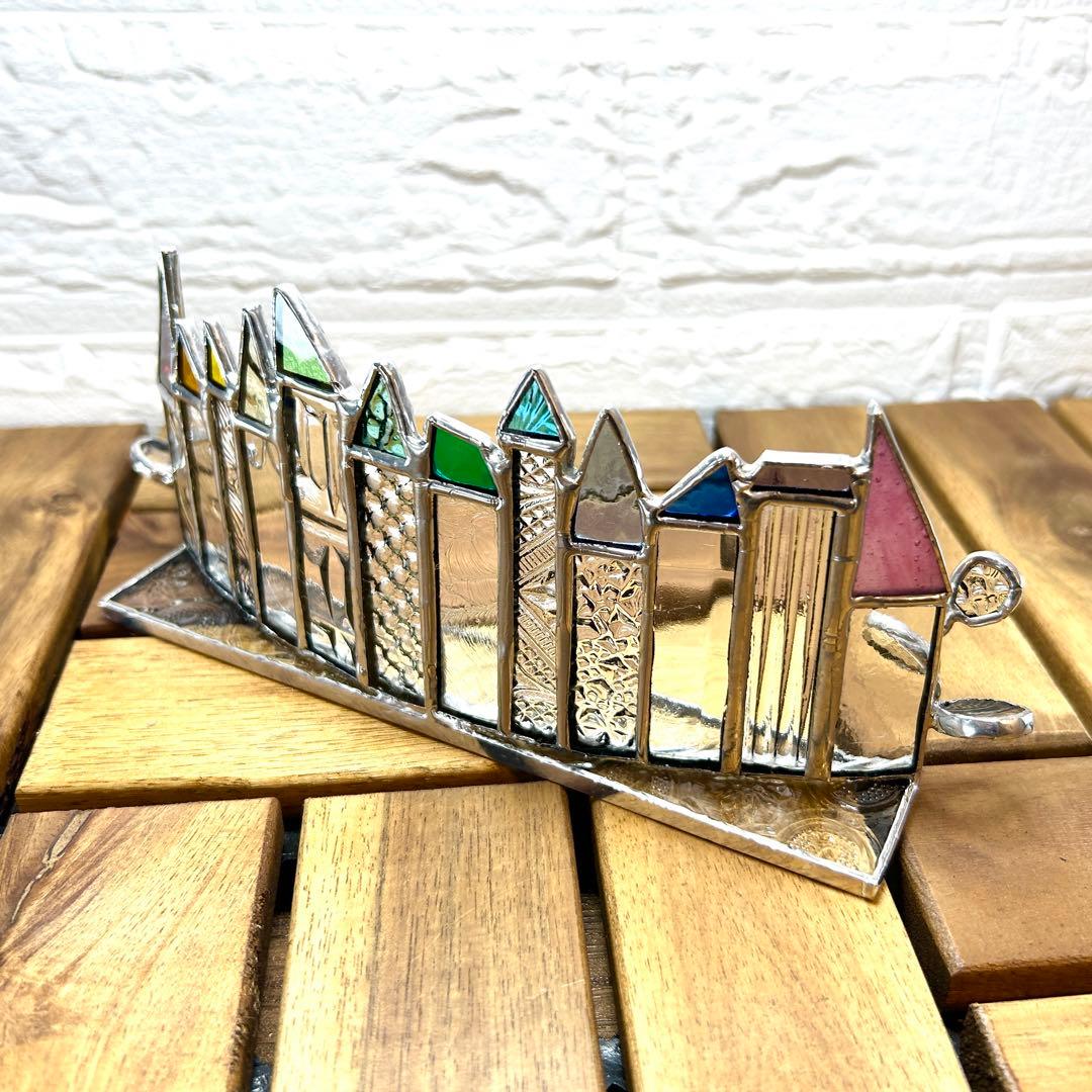 ステンドグラス(ハンドメイド) 6点おまとめ 色鉛筆、ハウス、パネル、一輪挿し