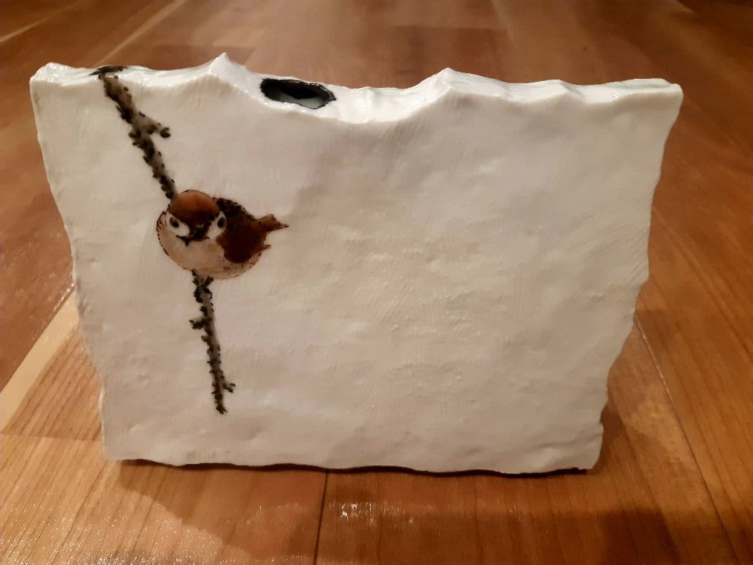 中村陶志人 九谷焼扁壷　群雀図 [花瓶]6号