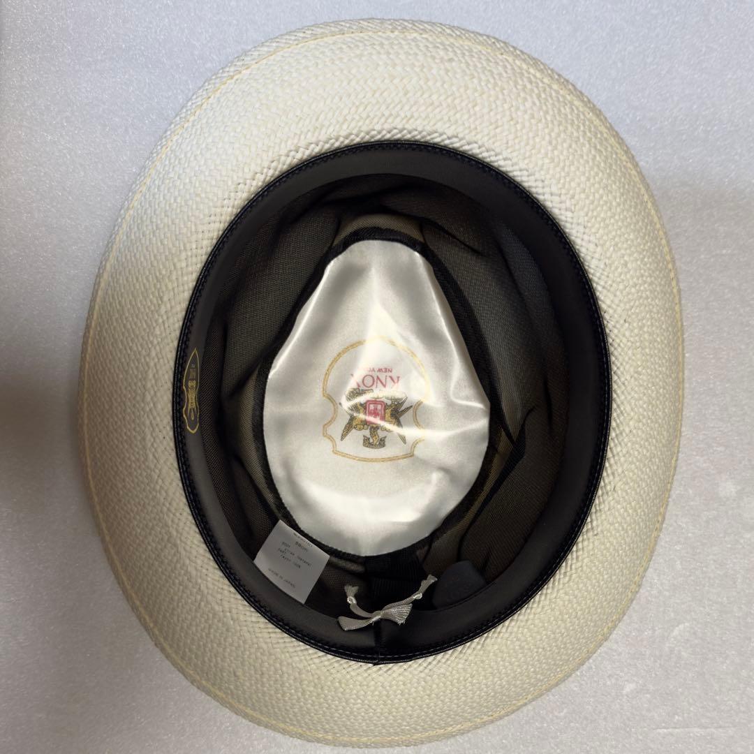 KNOX NEW YORK／パナマハット 59cm オフホワイト×ブラックリボン