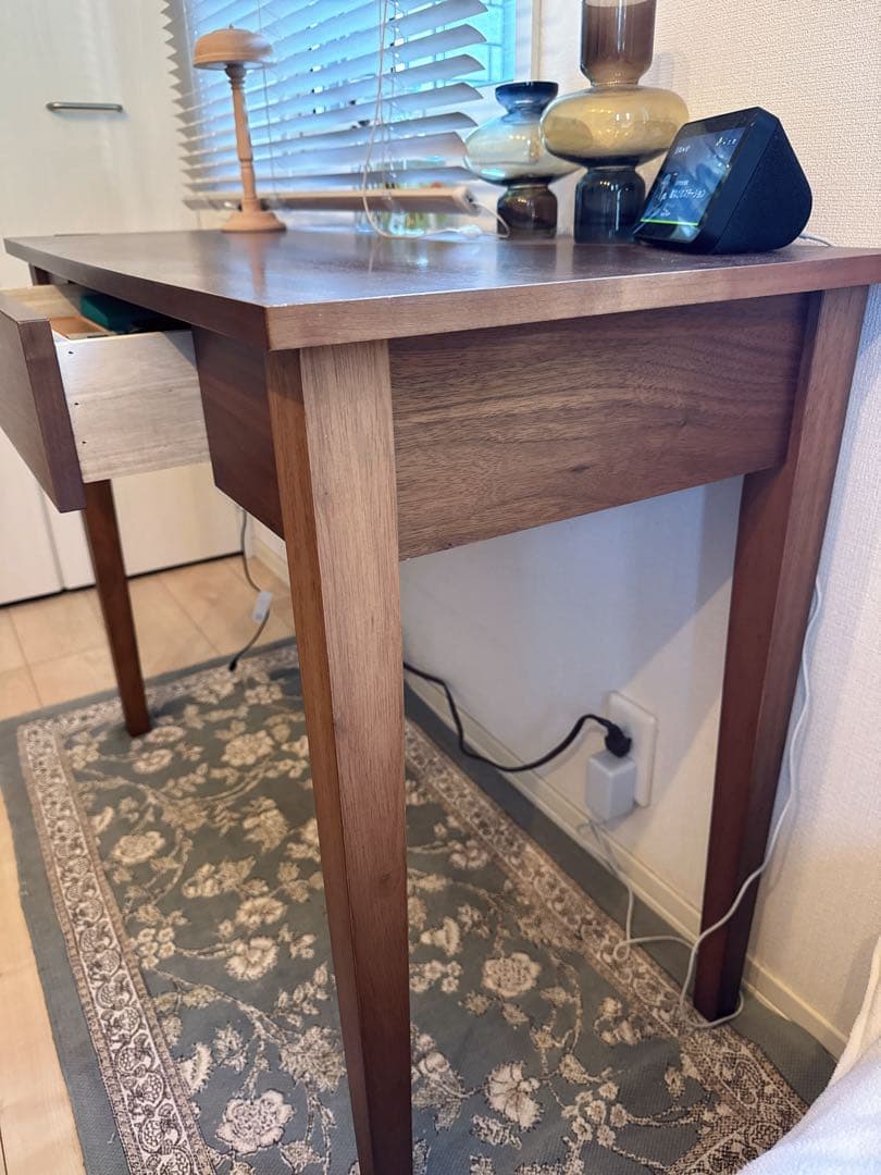 ウォールナットデスク 引き出し付き