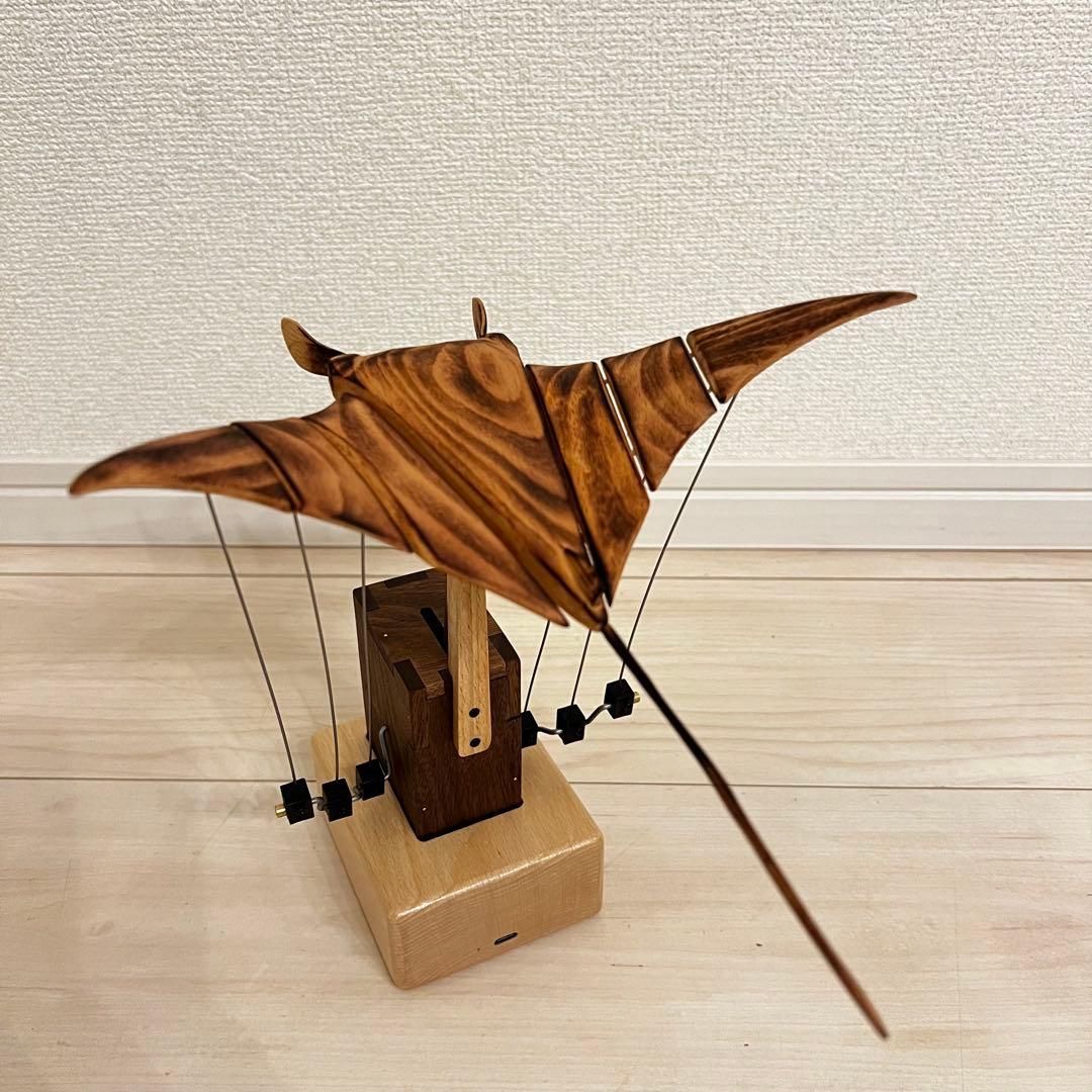 新品　木製　3D マンタ　インテリア　オブジェ　置き物