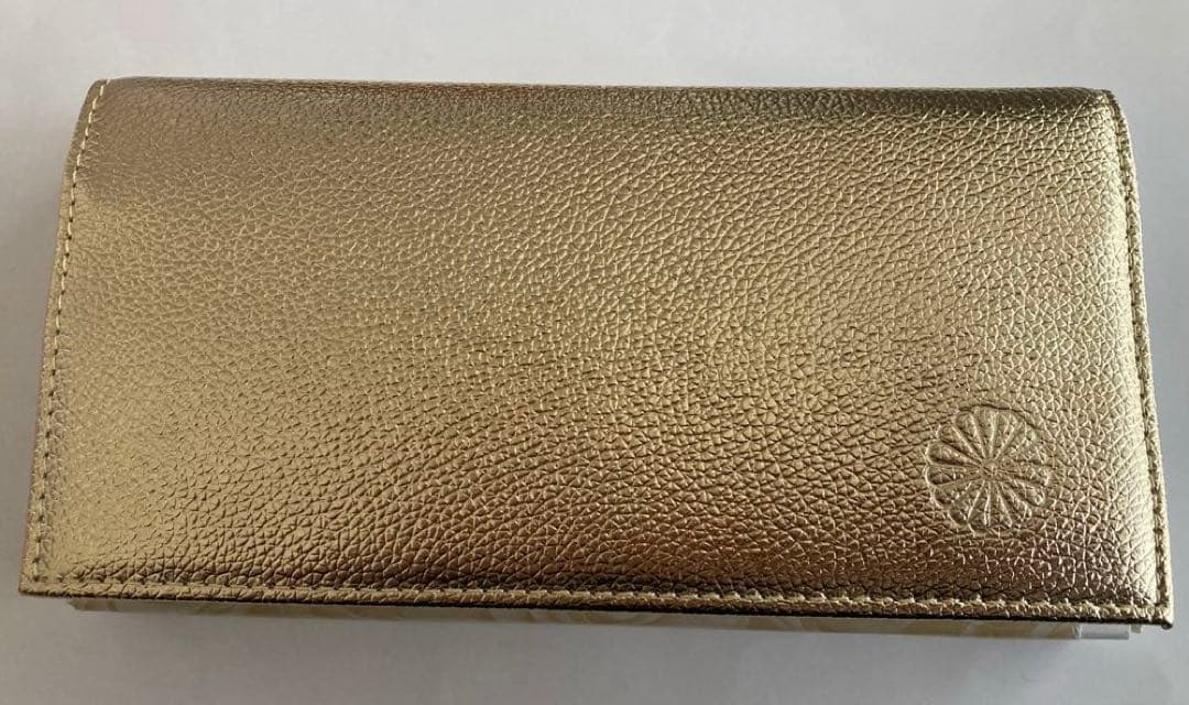 2/9まで‼️期間限定出品‼️大幅値下‼️皇居　長財布　ゴールド　本革　菊の御紋