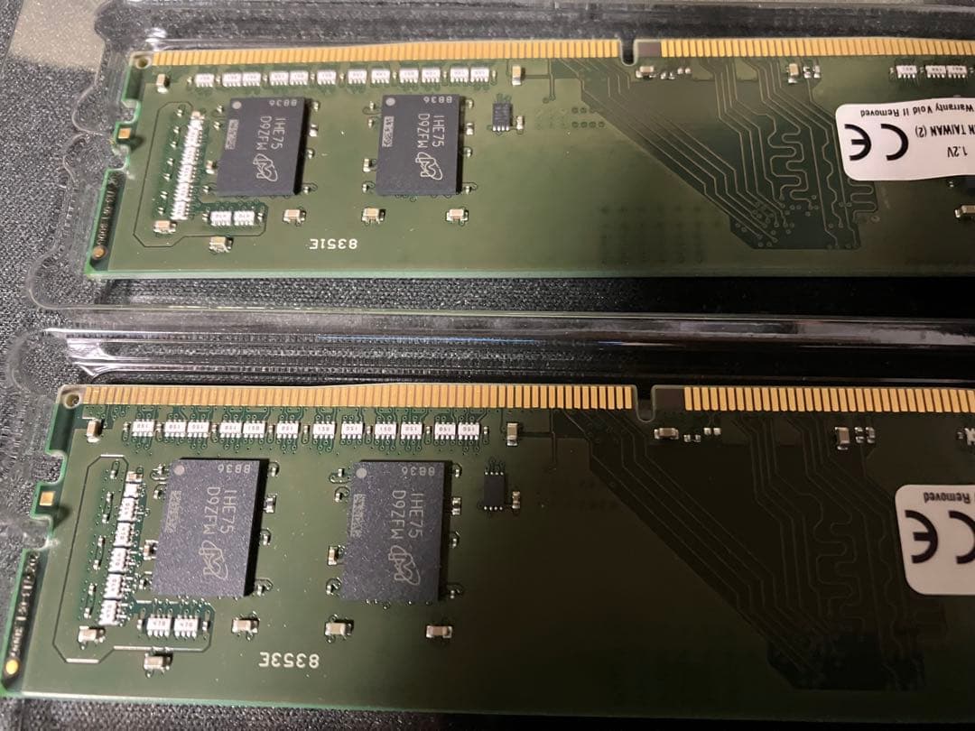 pc、メモリDDR-4、3200、8GB×2（デュアルチャンネル）計16GB