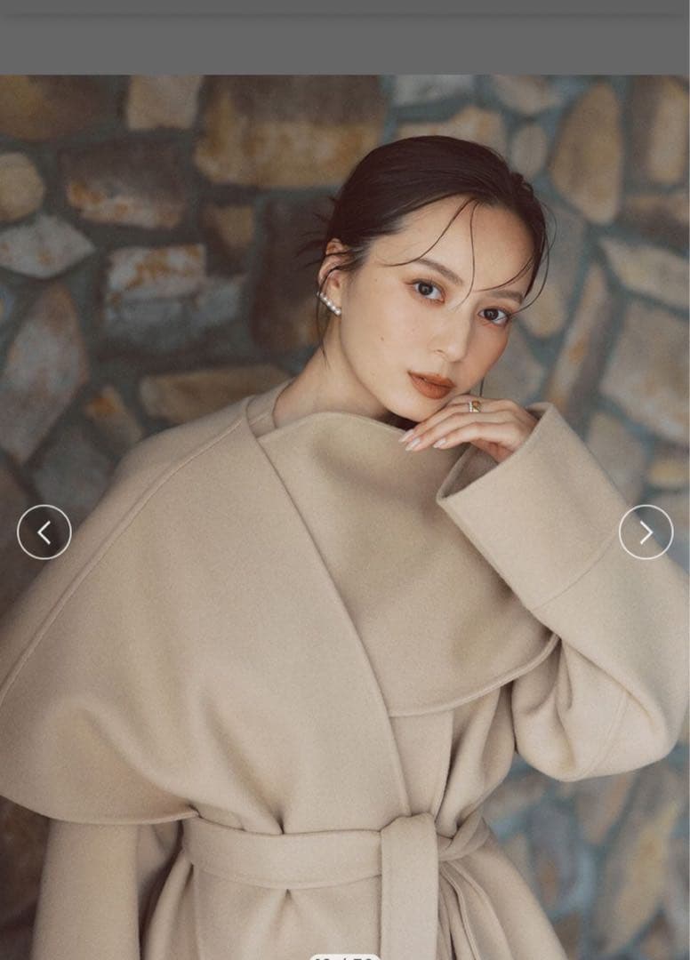 anuans リバーウールミドルマフラーコート【BEG】