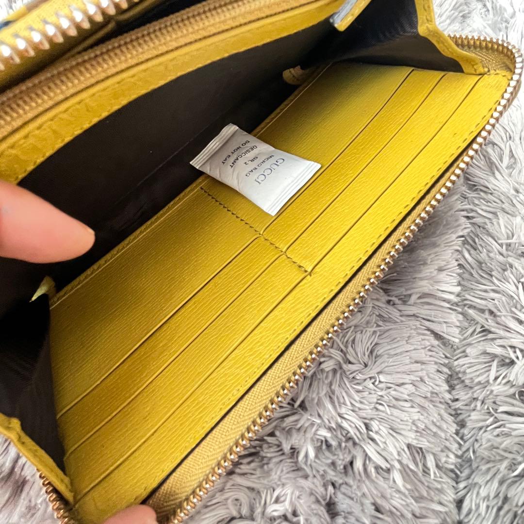 良品✨GUCCI ラウンドファスナー　マルチデザイン　ハートロゴ　長財布　からし
