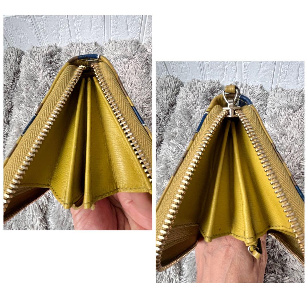 良品✨GUCCI ラウンドファスナー　マルチデザイン　ハートロゴ　長財布　からし