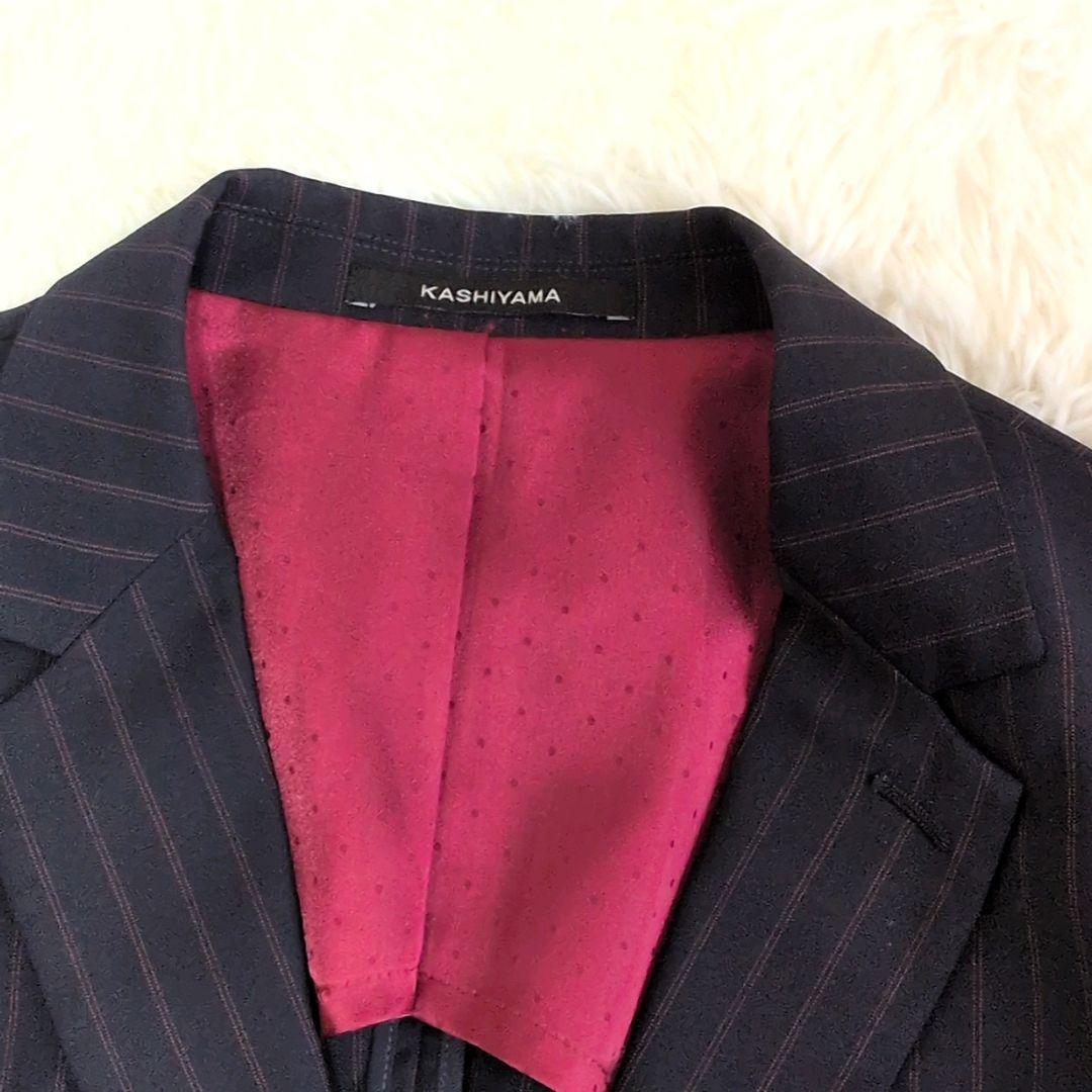 カシヤマ 洗える ビジネススーツ セットアップ ネイビー 大きいサイズ