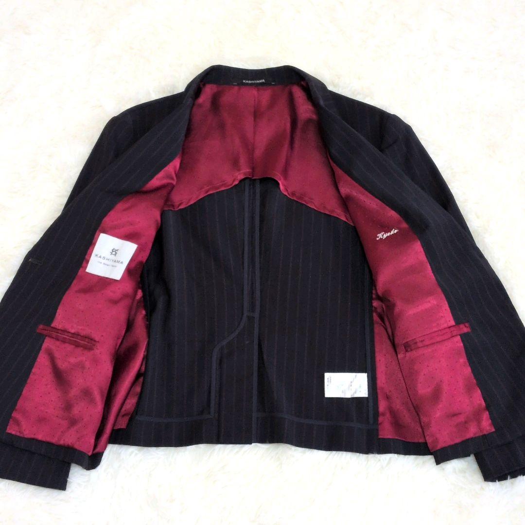 カシヤマ 洗える ビジネススーツ セットアップ ネイビー 大きいサイズ