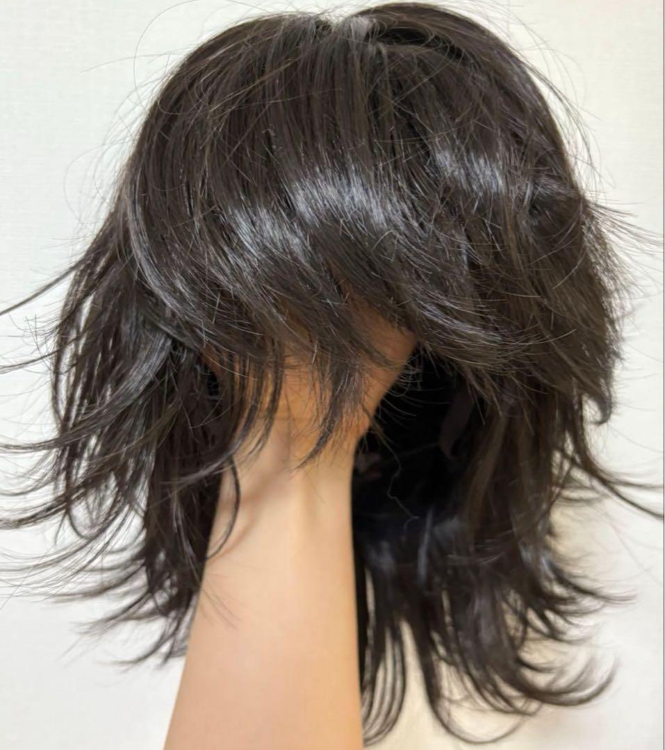 医療用 フルウィッグ ダークブラウン ブラウンブラック ショートヘア レイヤー