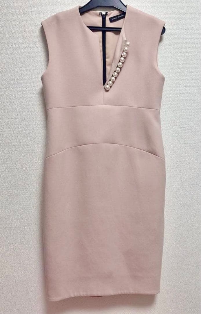 ヨーコチャン【パールスリットネック ワンピース 】パールピンク36