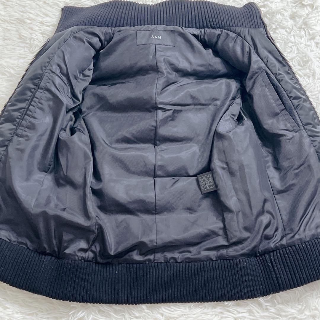 AKM ダウンベスト Y2K レザー切替 ギラつき 黒 カシミヤ混　アーカイブ