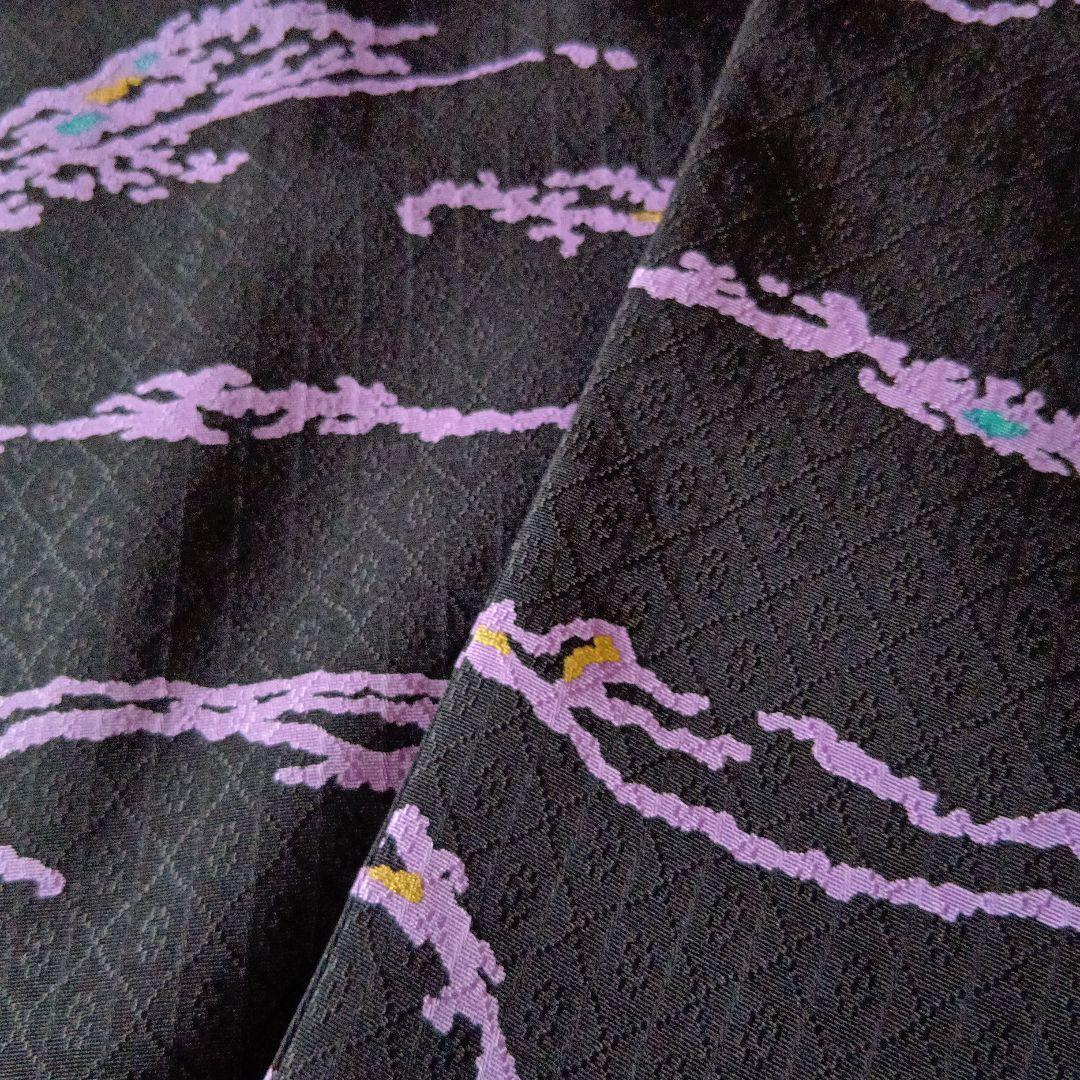 ☆専用です　美品　上質小紋　友禅作家　千地泰弘 落款　黒と紫　ガード加工　正絹