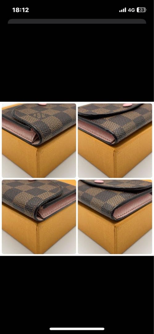 ルイヴィトン　ポルトモネロザリ　ダミエ　ローズバレリーヌ　折り財布