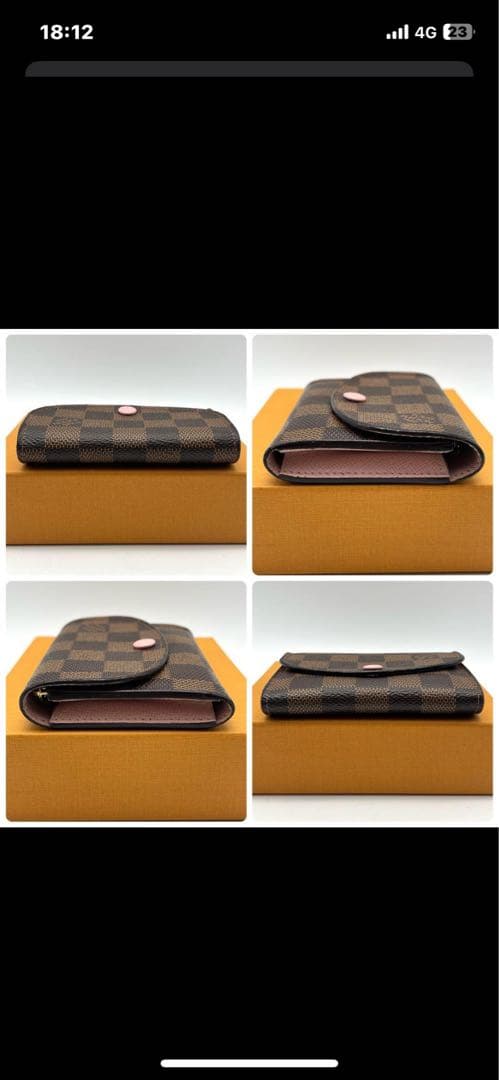 ルイヴィトン　ポルトモネロザリ　ダミエ　ローズバレリーヌ　折り財布