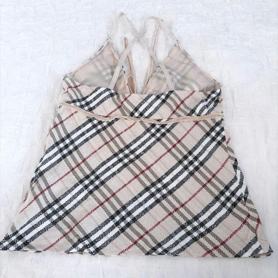 【バーバリーブルーレーベル】美品✨リネン混 キャミソール y2k ノバチェック